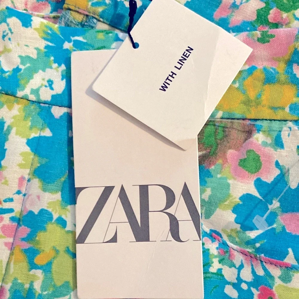 Zara Linen High Waist Floral Women’s Pants Size 2